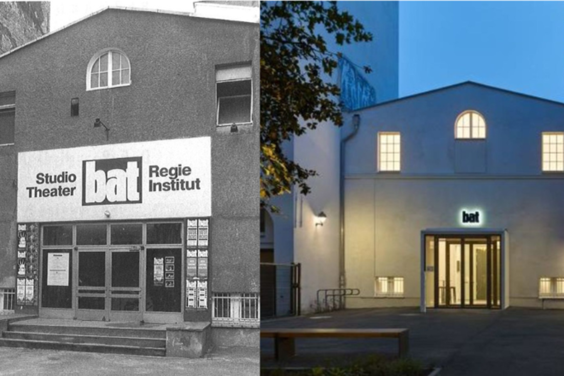 bat-Studiobühne früher und heute / Foto: (c) HfS-Archiv/Roger Melis (links); Stefan Müller (rechts)